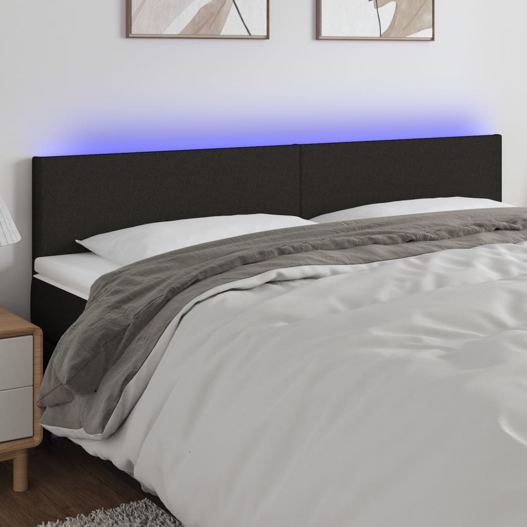 sengegavl med LED-lys 160x5x78/88 cm stof sort