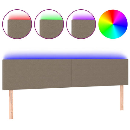 sengegavl med LED-lys 160x5x78/88 cm stof gråbrun