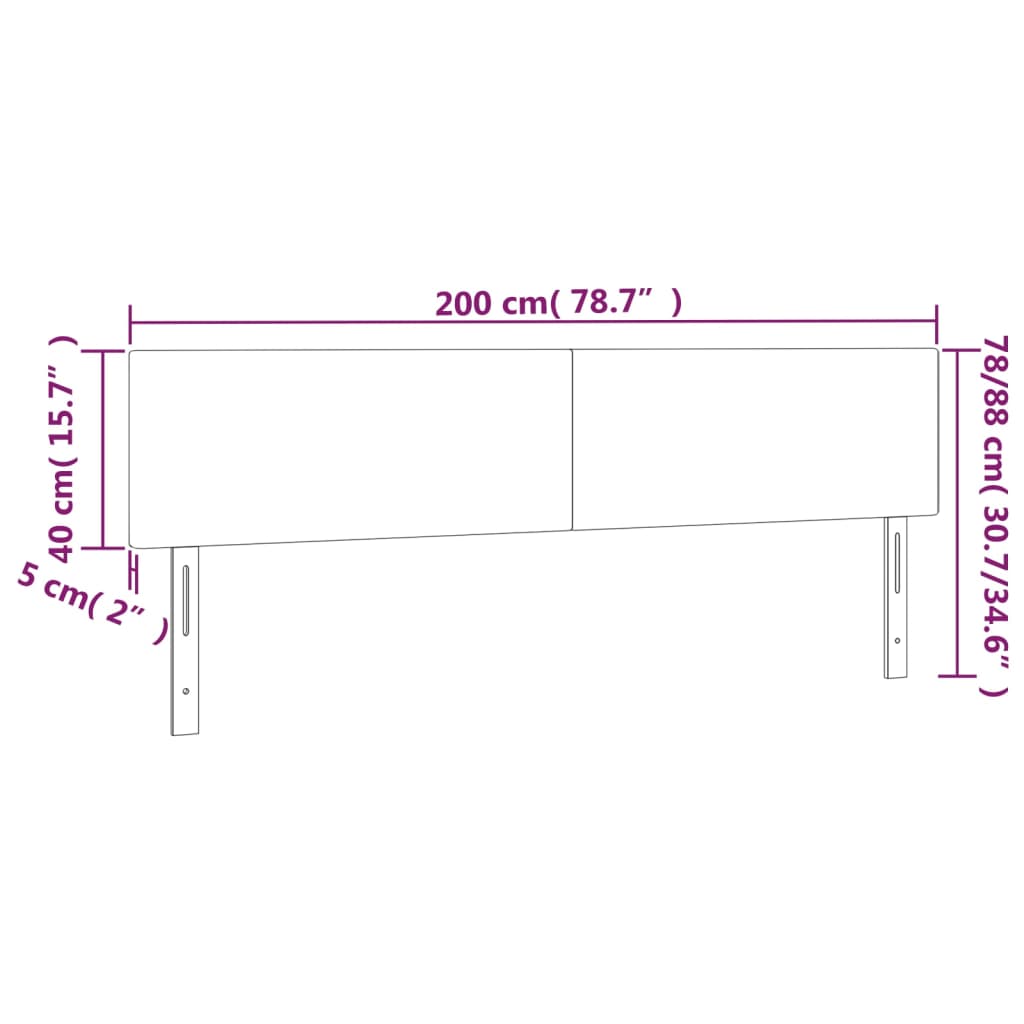 sengegavl med LED-lys 200x5x78/88 cm stof mørkebrun