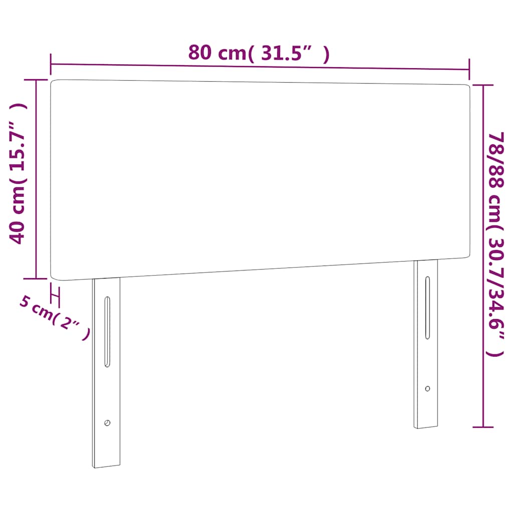 sengegavl med LED-lys 80x5x78/88 cm velour mørkeblå