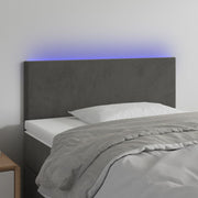sengegavl med LED-lys 90x5x78/88 cm fløjl mørkegrå