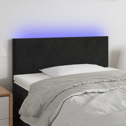 sengegavl med LED-lys 100x5x78/88 cm fløjl sort