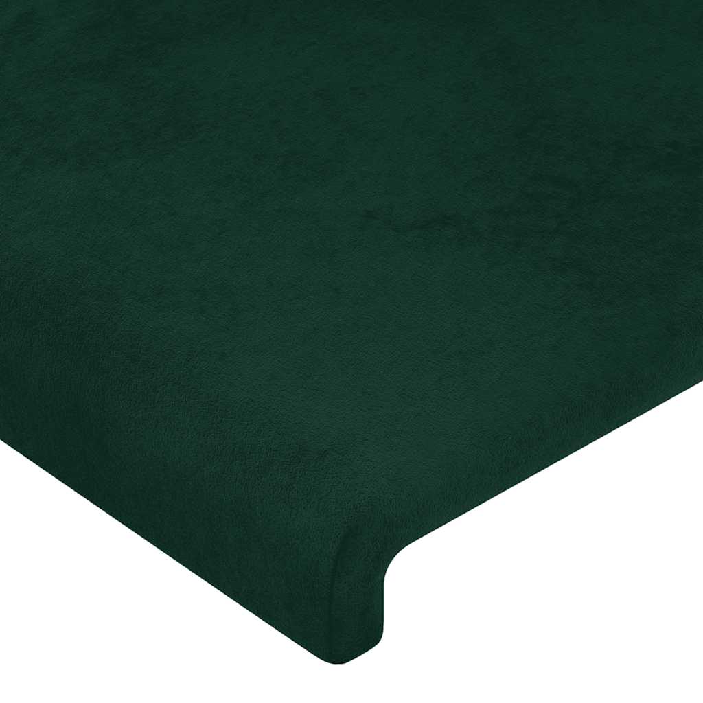 sengegavl med LED-lys 100x5x78/88 cm fløjl mørkegrøn