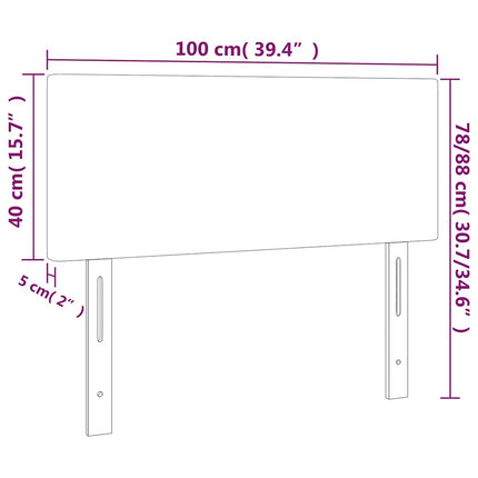 sengegavl med LED-lys 100x5x78/88 cm fløjl mørkegrøn