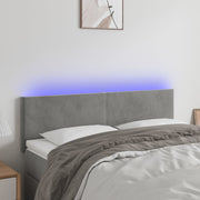 sengegavl med LED-lys 144x5x78/88 cm fløjl lysegrå