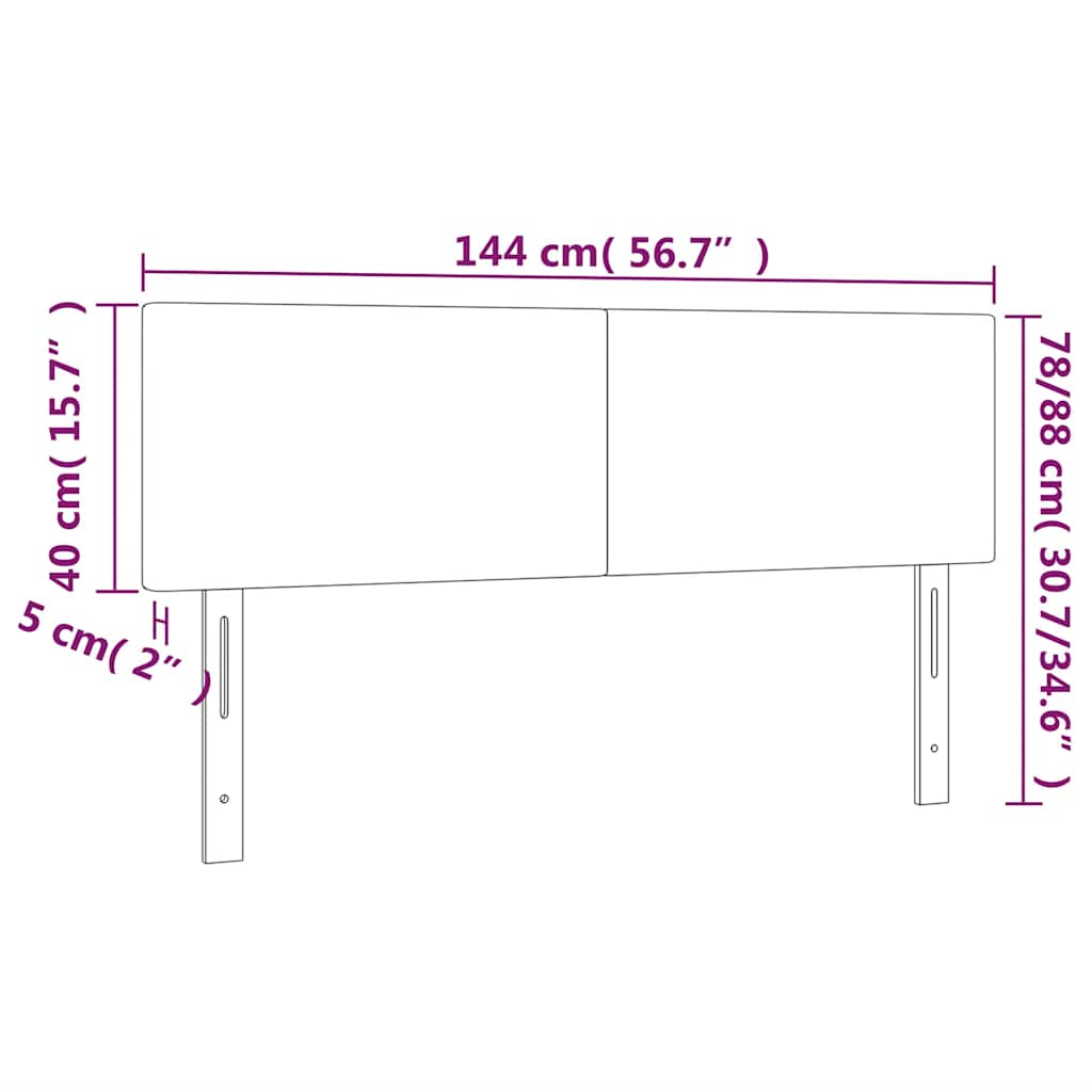 sengegavl med LED-lys 144x5x78/88 cm fløjl mørkeblå