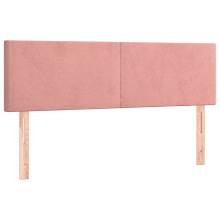 sengegavl med LED-lys 144x5x78/88 cm fløjl lyserød