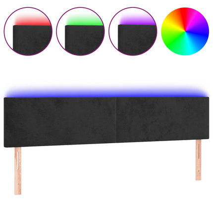 sengegavl med LED-lys 160x5x78/88 cm velour sort