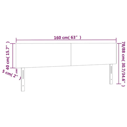 sengegavl med LED-lys 160x5x78/88 cm fløjl mørkegrøn