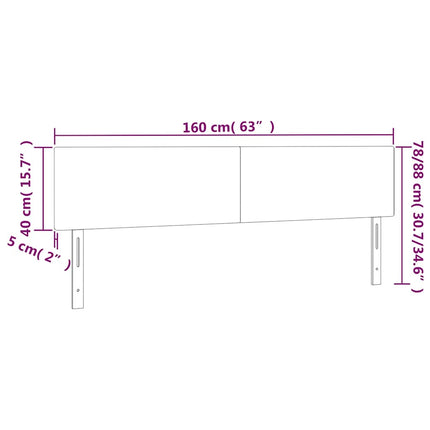 sengegavl med LED-lys 160x5x78/88 cm fløjl mørkeblå