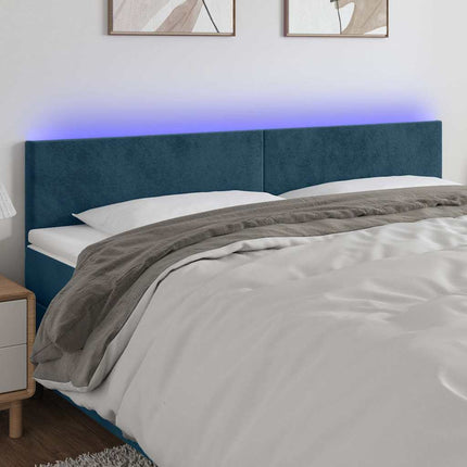sengegavl med LED-lys 160x5x78/88 cm fløjl mørkeblå