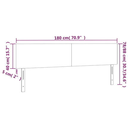 sengegavl med LED-lys 180x5x78/88 cm velour sort