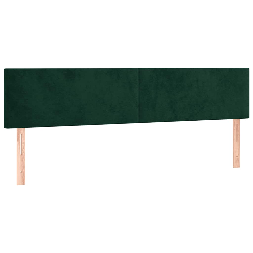 sengegavl med LED-lys 180x5x78/88 cm fløjl mørkegrøn
