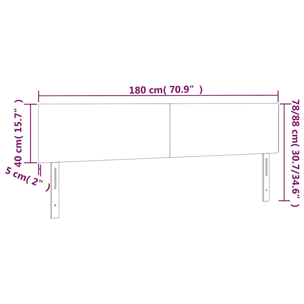 sengegavl med LED-lys 180x5x78/88 cm fløjl mørkegrøn