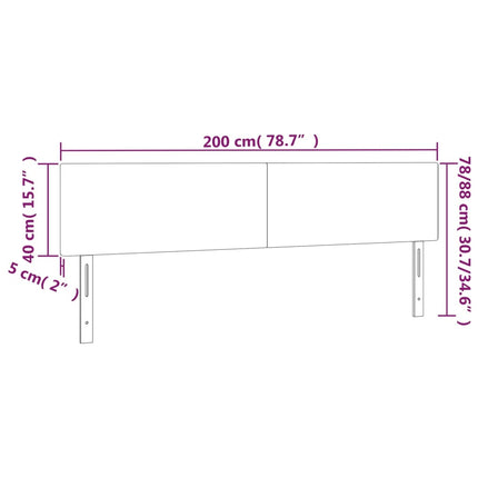sengegavl med LED-lys 200x5x78/88 cm velour mørkegrå