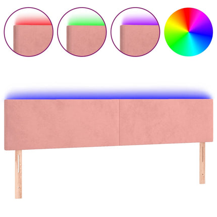 sengegavl med LED-lys 200x5x78/88 cm velour lyserød