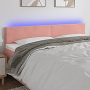 sengegavl med LED-lys 200x5x78/88 cm velour lyserød