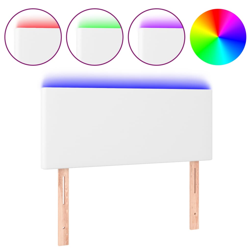 sengegavl med LED-lys 80x5x78/88 cm kunstlæder hvid