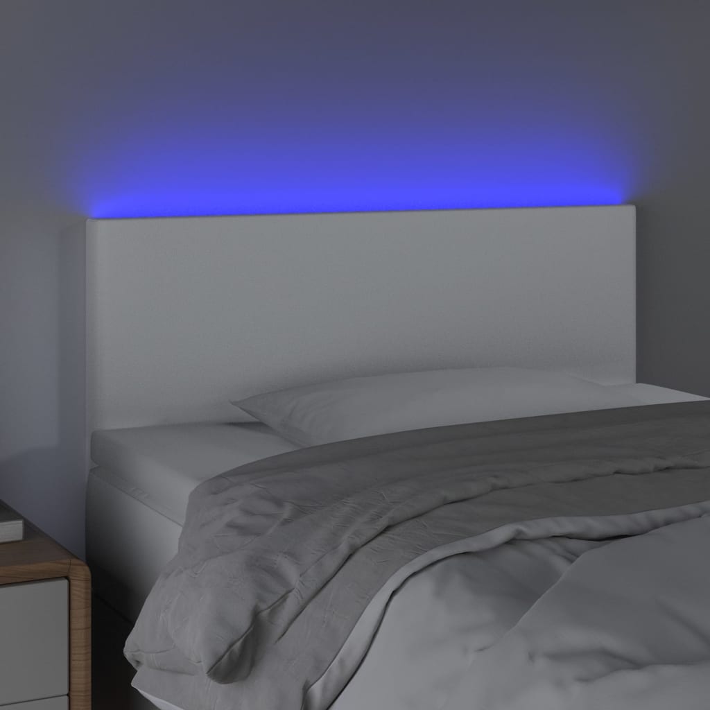 sengegavl med LED-lys 80x5x78/88 cm kunstlæder hvid