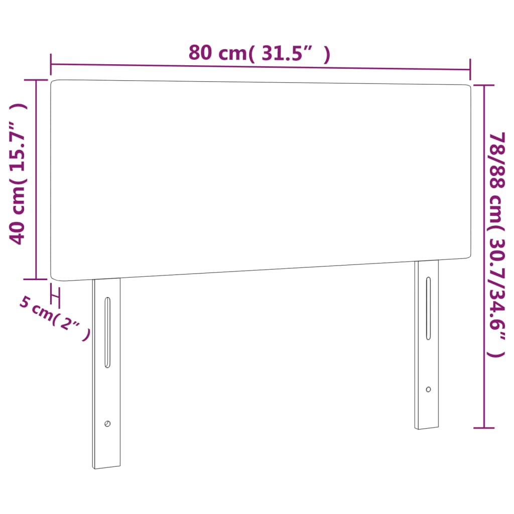 sengegavl med LED-lys 80x5x78/88 cm kunstlæder hvid