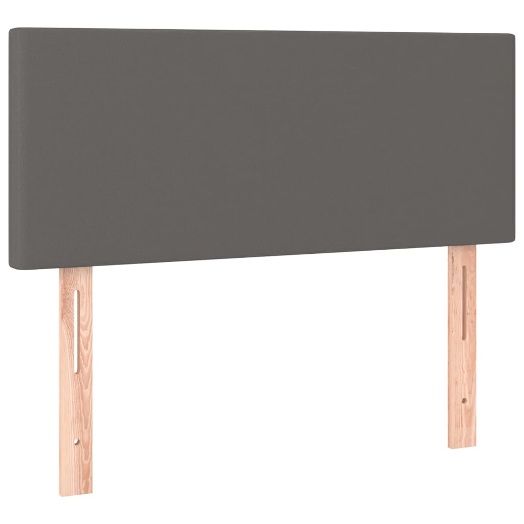 sengegavl med LED-lys 80x5x78/88 cm kunstlæder grå