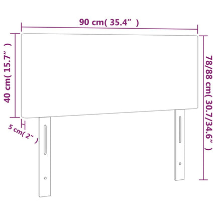 sengegavl med LED-lys 90x5x78/88 cm kunstlæder sort