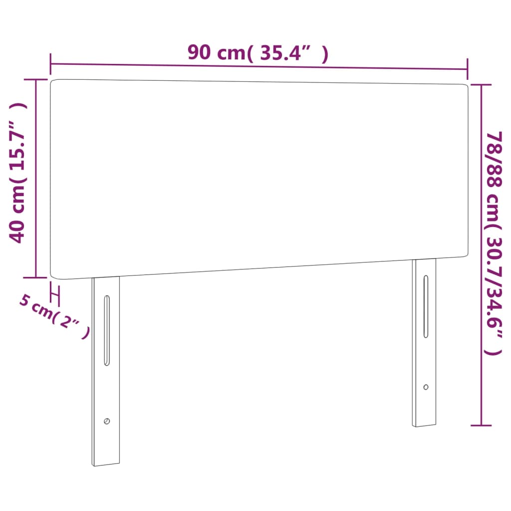 sengegavl med LED-lys 90x5x78/88 cm kunstlæder hvid