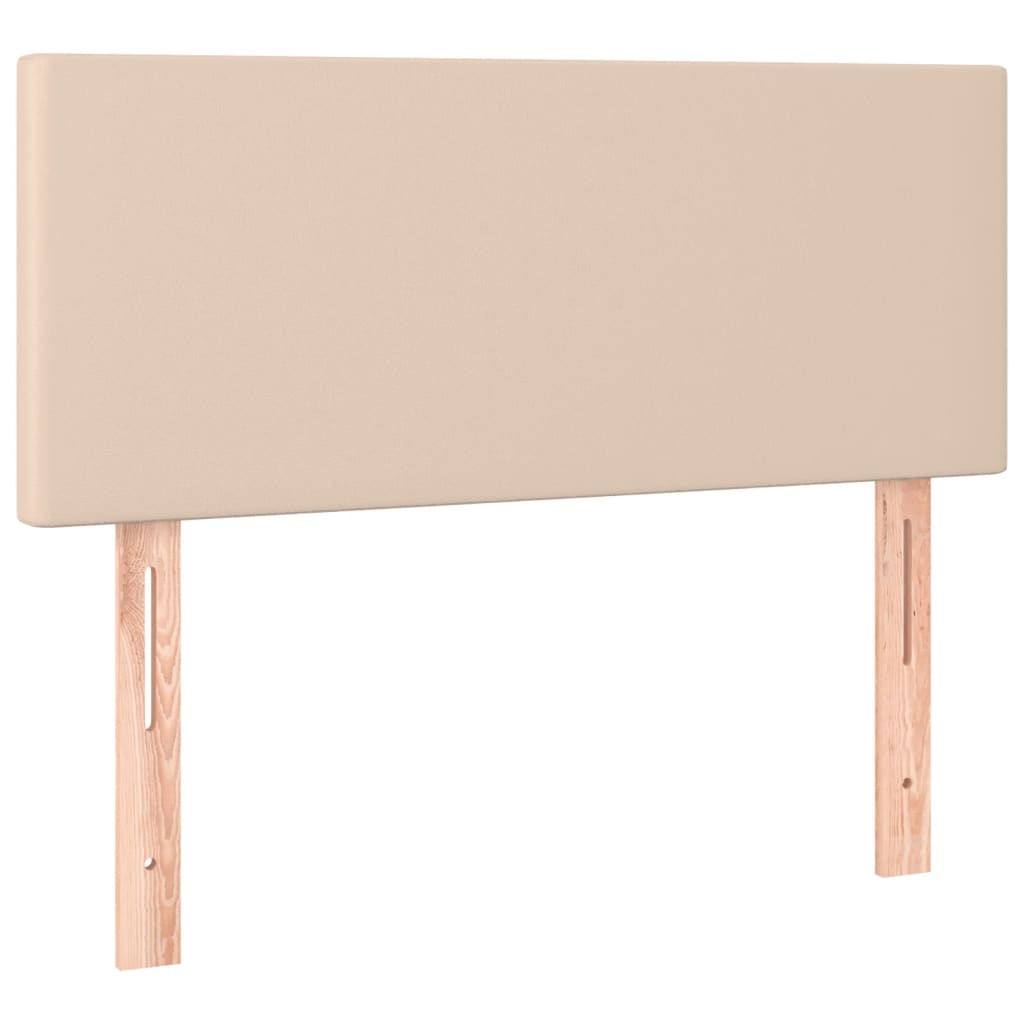 sengegavl med LED-lys 90x5x78/88 cm kunstlæder cappuccinofarvet