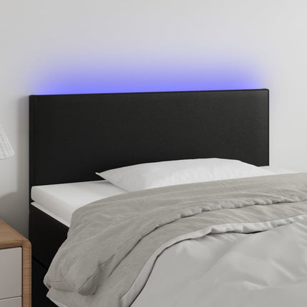 sengegavl med LED-lys 100x5x78/88 cm kunstlæder sort