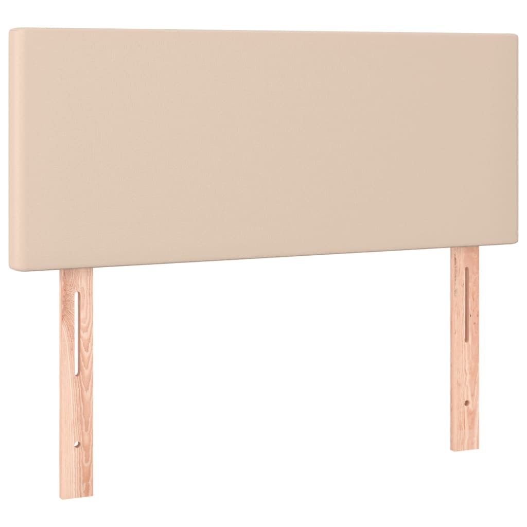 sengegavl med LED-lys 100x5x78/88cm kunstlæder cappuccinofarvet