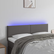 sengegavl med LED-lys 144x5x78/88 cm kunstlæder grå
