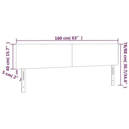 sengegavl med LED-lys 160x5x78/88 cm kunstlæder grå