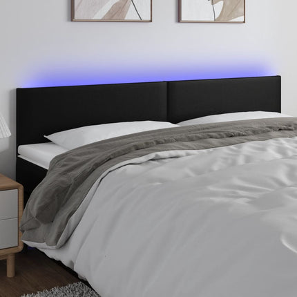 sengegavl med LED-lys 180x5x78/88 cm kunstlæder sort