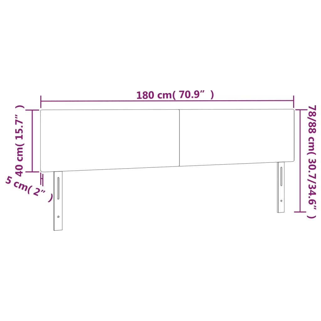 sengegavl med LED-lys 180x5x78/88cm kunstlæder cappuccinofarvet