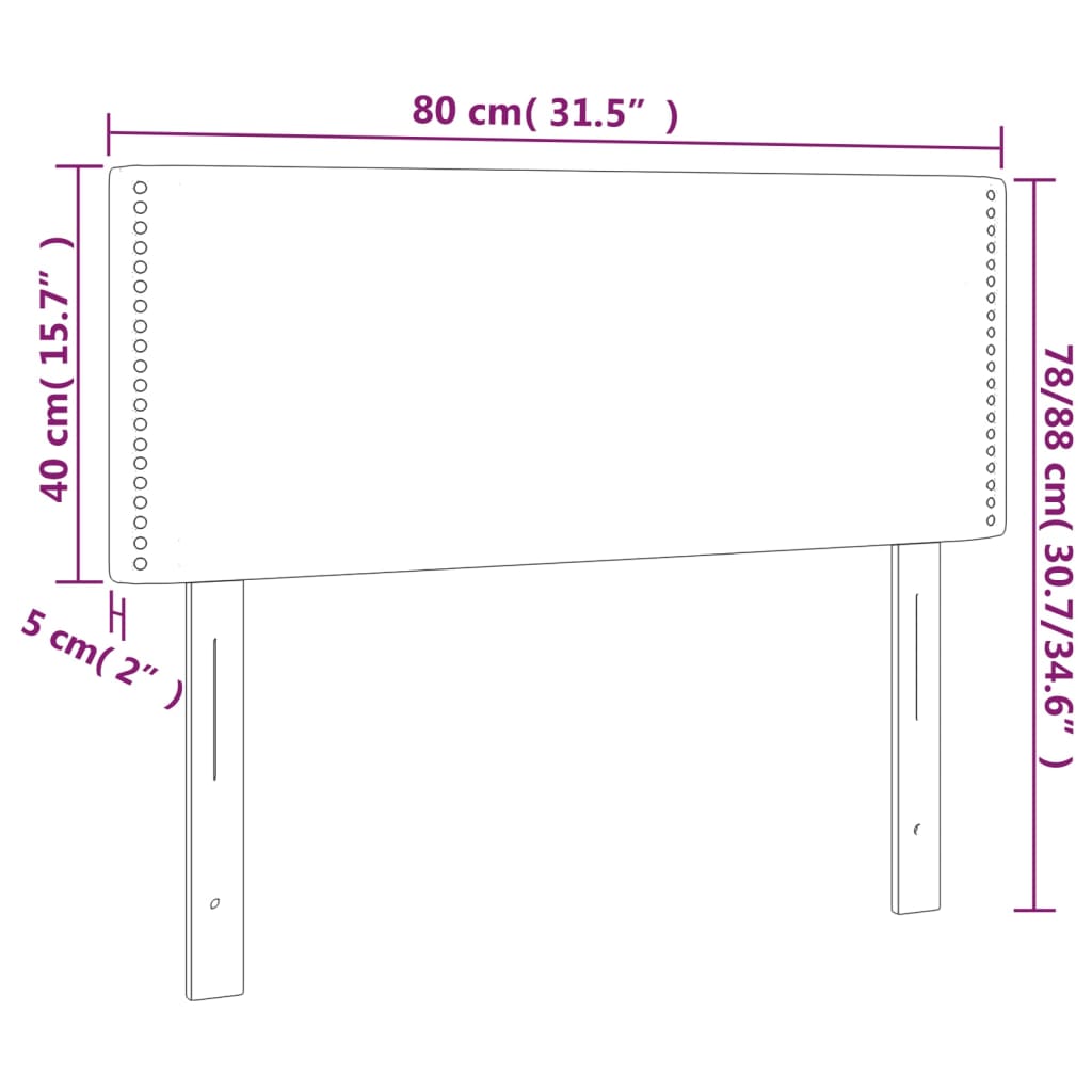 sengegavl med LED-lys 80x5x78/88 cm stof mørkegrå