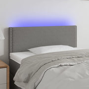 sengegavl med LED-lys 80x5x78/88 cm stof mørkegrå