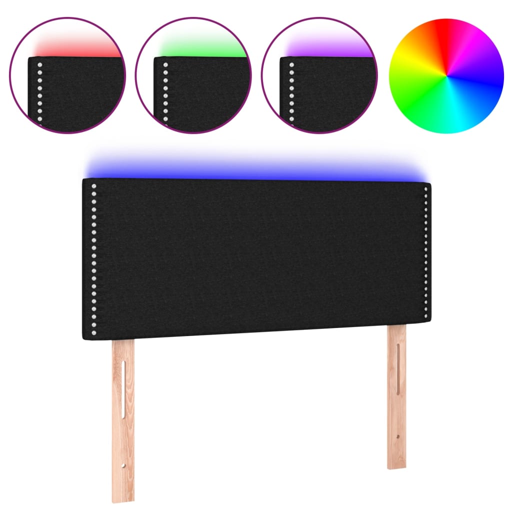 sengegavl med LED-lys 80x5x78/88 cm stof sort