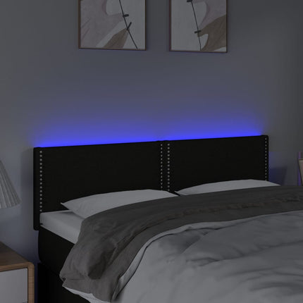 sengegavl med LED-lys 144x5x78/88 cm stof sort