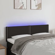 sengegavl med LED-lys 144x5x78/88 cm stof sort