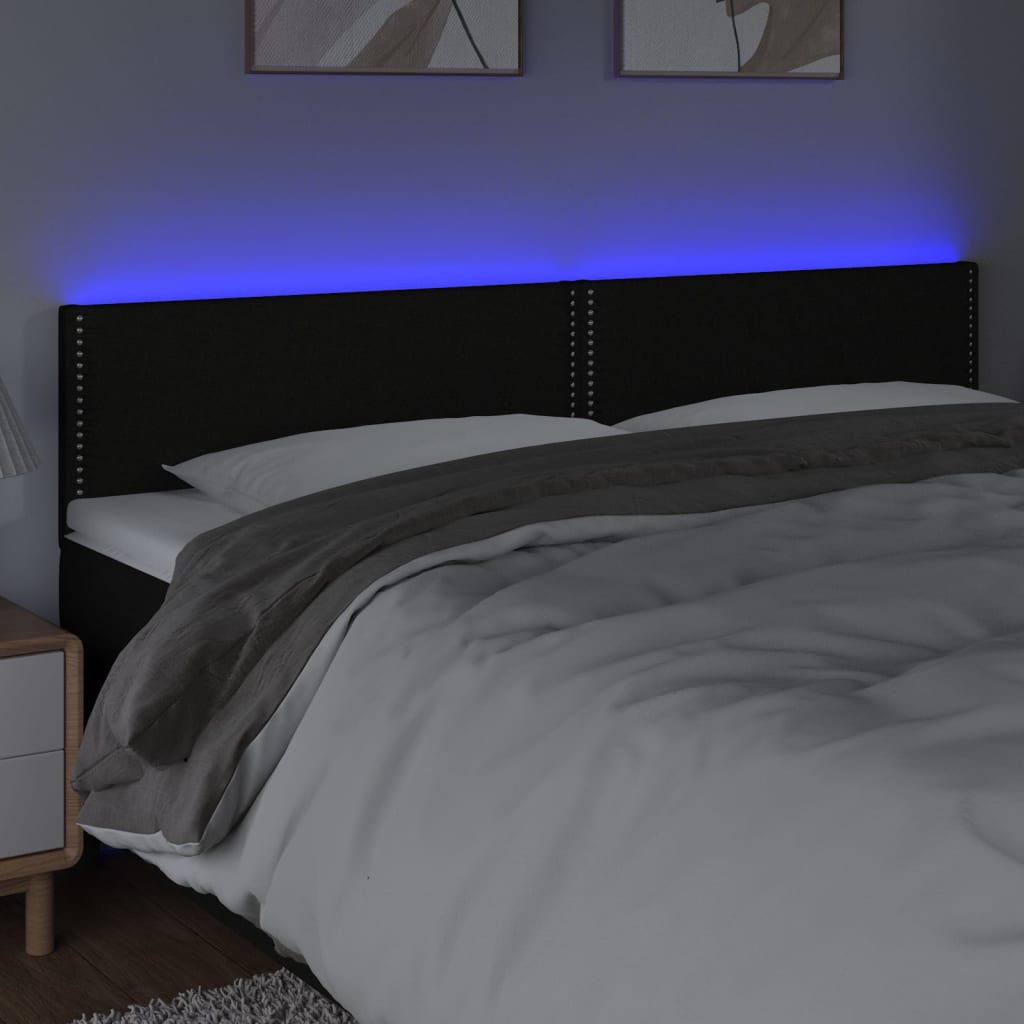 sengegavl med LED-lys 180x5x78/88 cm stof sort