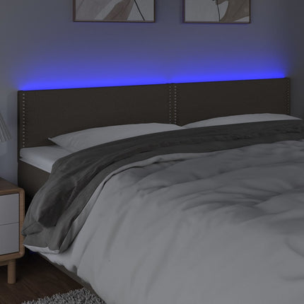 sengegavl med LED-lys 180x5x78/88 cm stof gråbrun