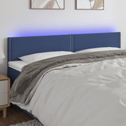 sengegavl med LED-lys 180x5x78/88 cm stof blå