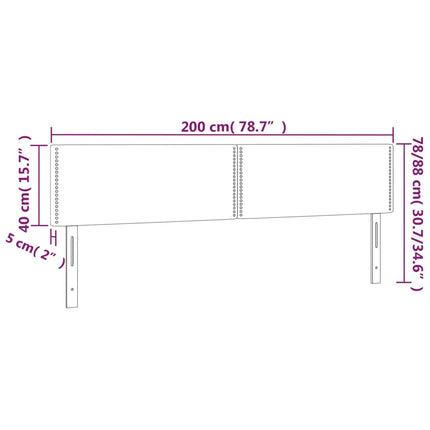 sengegavl med LED-lys 200x5x78/88 cm stof mørkegrå