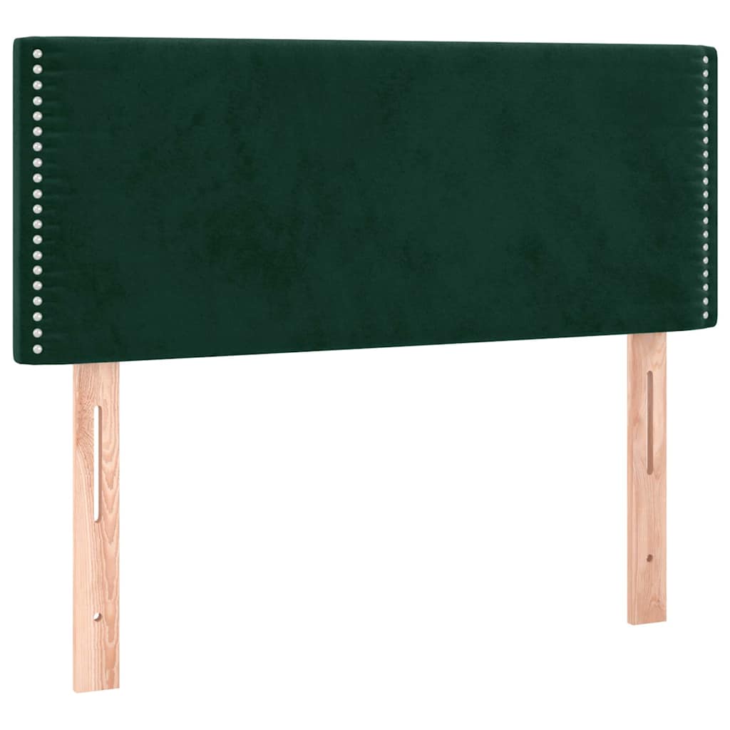 sengegavl med LED-lys 80x5x78/88 cm velour mørkegrøn