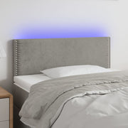 sengegavl med LED-lys 90x5x78/88 cm fløjl lysegrå