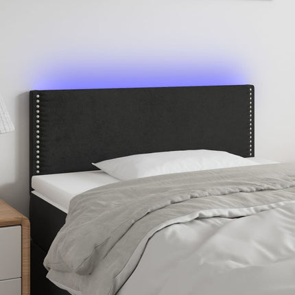 sengegavl med LED-lys 90x5x78/88 cm fløjl sort