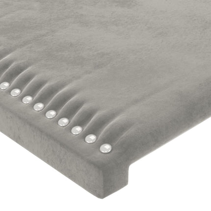 sengegavl med LED-lys 100x5x78/88 cm fløjl lysegrå