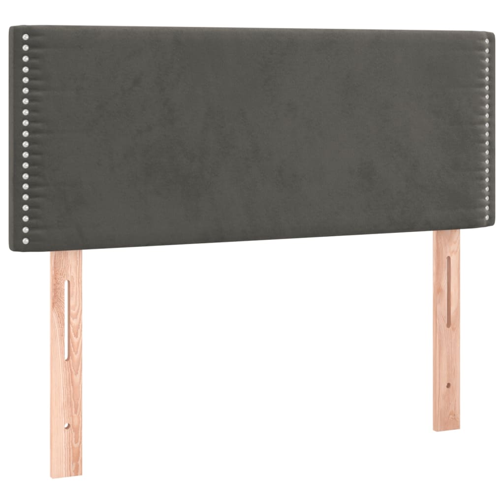 sengegavl med LED-lys 100x5x78/88 cm fløjl mørkegrå