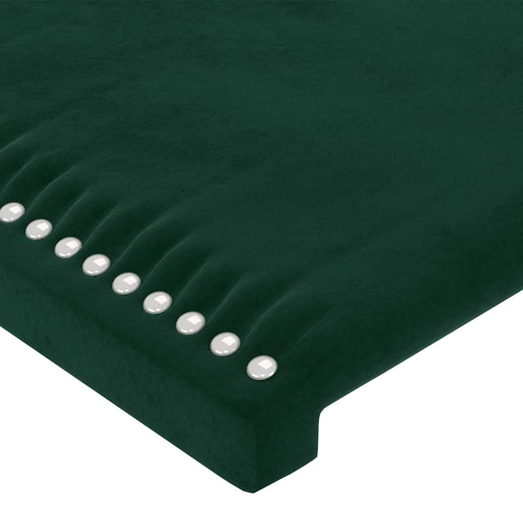 sengegavl med LED-lys 100x5x78/88 cm fløjl mørkegrøn