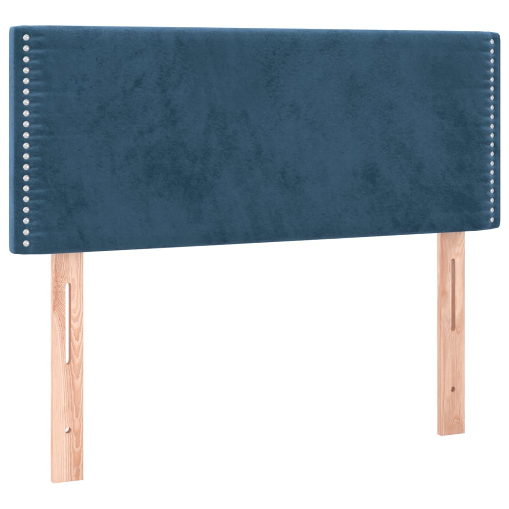 sengegavl med LED-lys 100x5x78/88 cm fløjl mørkeblå